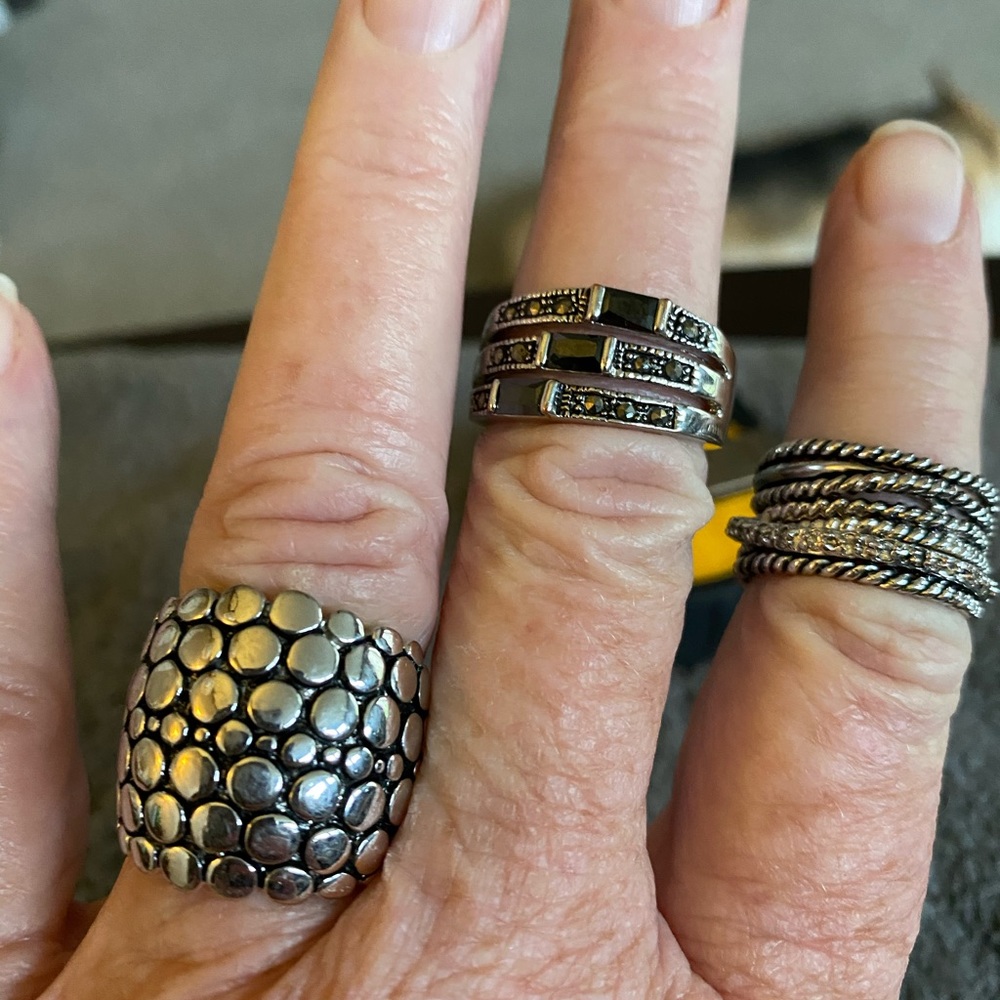 3 plated rings. size 8.